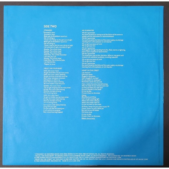 Manfred Mann's Earth Band LP - Chance - Warner Bros. BSK 3498 VG/M- Rock '81 - Picture 4 of 6